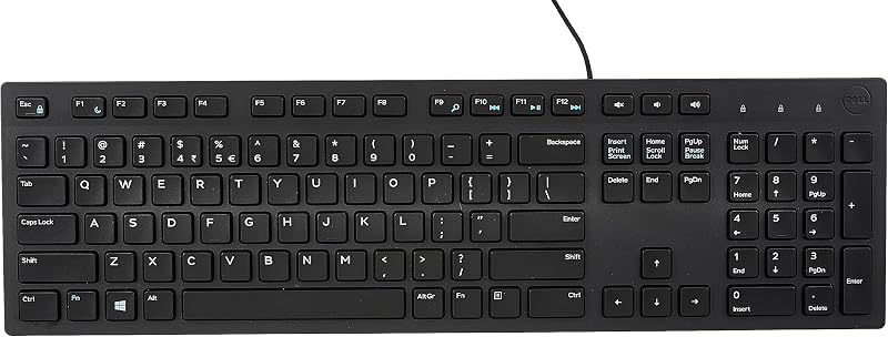 Dell Kb216 Wired Multimedia USB Keyboard with Super Quite Plunger Keys with Spill-Resistant  Black