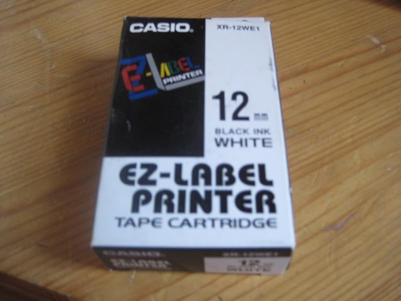 Casio XR-12WE1 Label Printer Tape (Black and White)