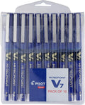 Pilot V7 Roller Fine Ball Pen Pack of 10 (Blue Ink )