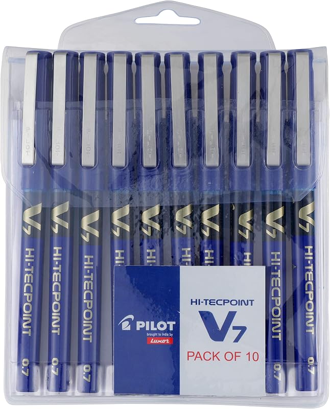 Pilot V7 Roller Fine Ball Pen Pack of 10 (Blue Ink )