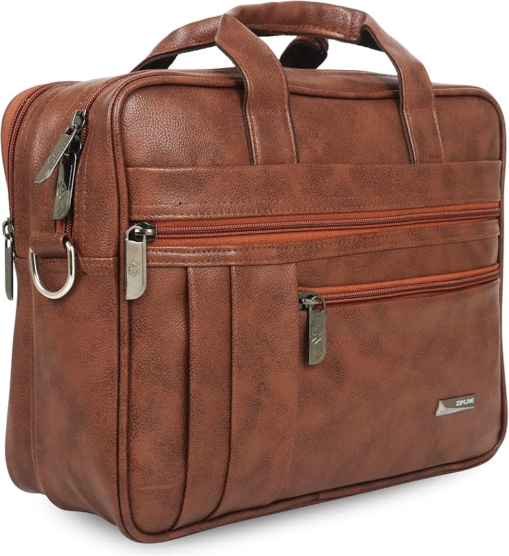 Zipline Synthetic Leather Executive SMALL messenger bag Briefcase for upto 13" Laptop/Tablet for men women with multiple c...