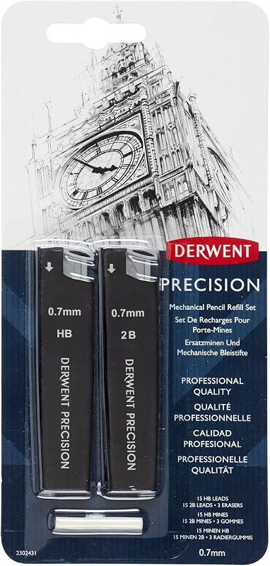 Derwent Precision Mechanical Pencil 0.7 mm Refill Set