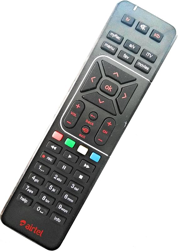 Airtel DigitalTV DTH Remote SD/HD/HD Recording Compatible for Television (Shining Black )