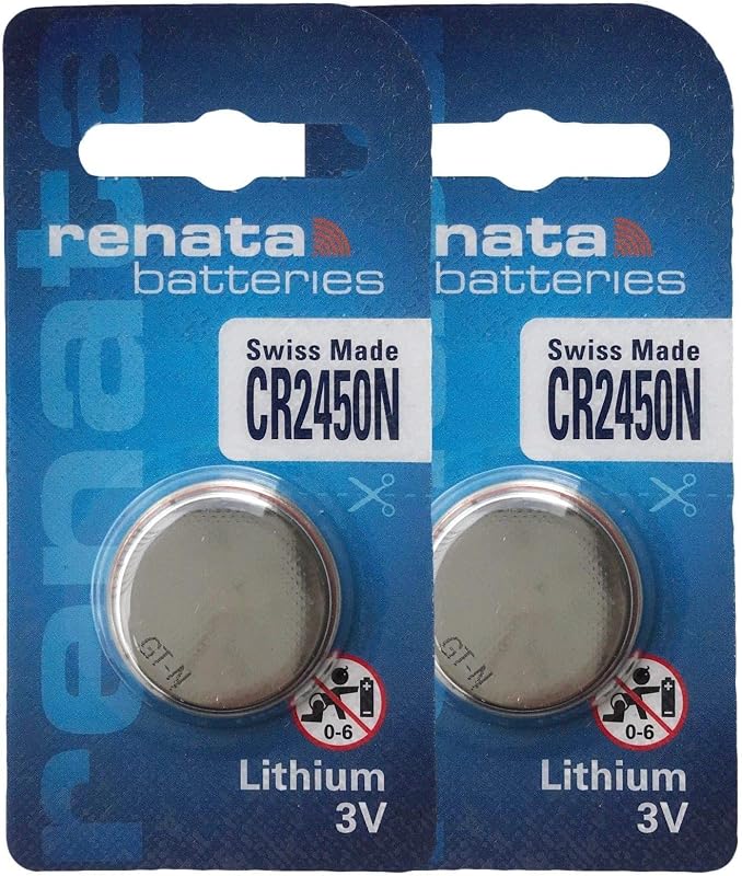 Renata 2450N Cr 2450 3V Swiss Made Lithium Battery Coin Cell (Silver) Blister Pack of 2 Pieces