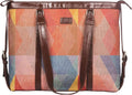 ZOUK Handmade PeTA Approved Vegan Leather 15.6 Inch Laptop Office Bag with Double Handles, Multicolor Geometric Print Shou...