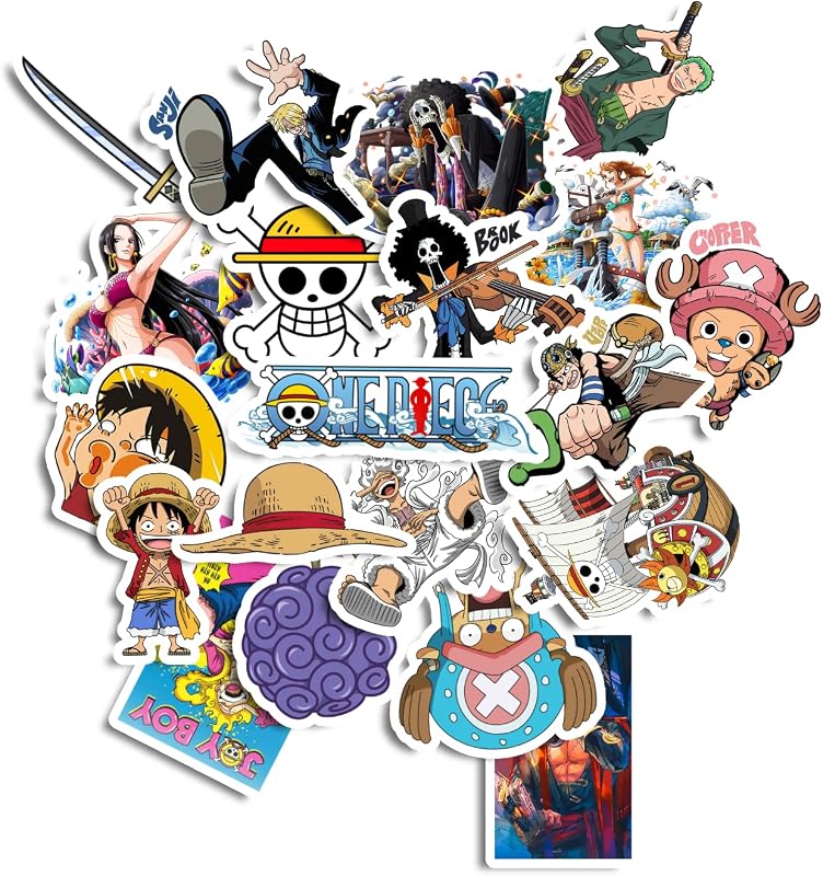 20pcs One Piece Anime Merch Sticker Pack from animo India Perfect for Laptop Computer Car Water Bottle Travel Case Guitar ...