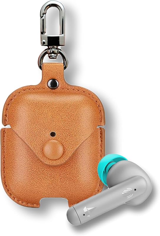 Meyaar Leather Case Cover Only Compatible with Boat Airdopes 141 & Boat Airdopes 148 (Earbuds Not Included) (Leather Yellow)