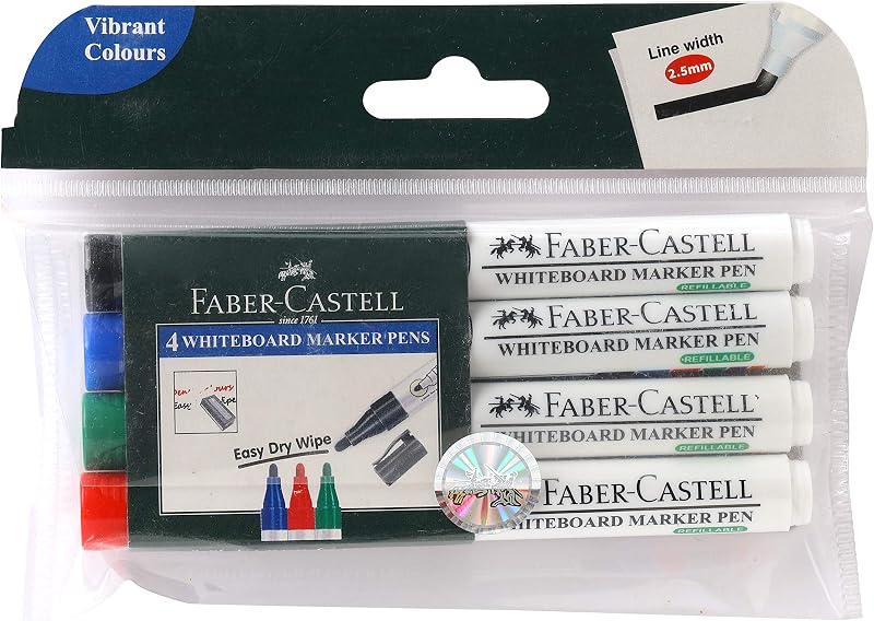 Faber-Castell Whiteboard Bold Marker - Pack of 4 (Assorted)
