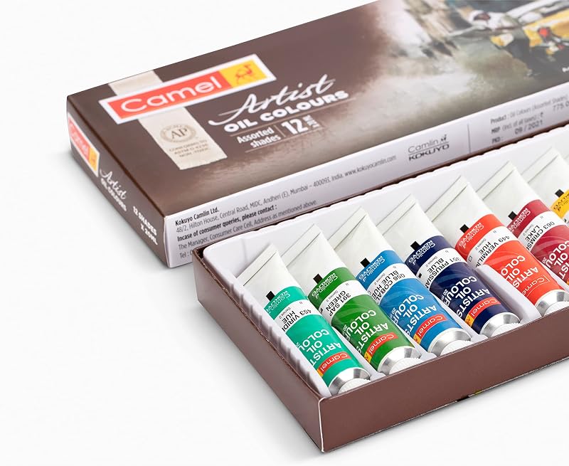Camel Artist's Oil Color Box - 20ml tubes, 12 Shades