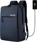 ADISA Large Laptop Backpack Office Bag College Travel Back Pack with USB (Navy)