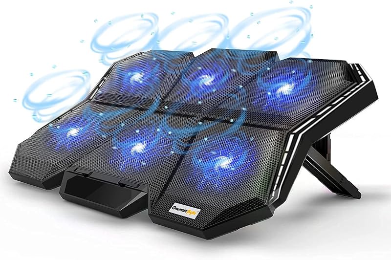 Cosmic Byte Meteoroid Laptop Cooling Pad with 6 Fan Upto 17 inch laptops (Black/Blue)