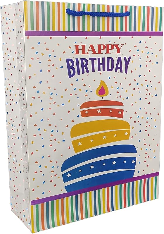 Arrow Birthday Gift Paper Bags, 28 cm x 20 cm x 7.5 cm (Pack of 10)Multicolor