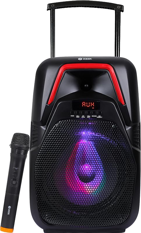 Zoook Thunder Storm Bluetooth Party Speaker 80Watt/USB/TF/AUX/FM/Built-in Battery/Wireless Mic/Professional Class D Amplif...