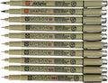 Sakura Pigma Micron 10 Fineliner pens Black Archival Ink Artist Drawing Sketch pens (003, 005, 01, 02, 03, 04, 05, 08), Gr...