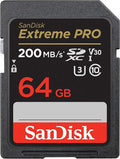 SanDisk Extreme Pro SD UHS I 64GB Card for 4K Video for DSLR and Mirrorless Cameras 200MB/s Read & 90MB/s Write