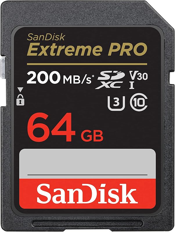 SanDisk Extreme Pro SD UHS I 64GB Card for 4K Video for DSLR and Mirrorless Cameras 200MB/s Read & 90MB/s Write
