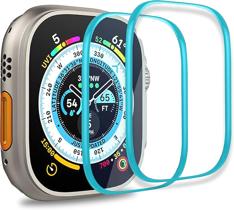 newtechno Tempered Glass Screen Protector designed for Apple Watch Ultra (49mm), 2 Pack