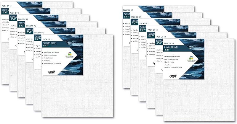 HomeStrap Cotton Canvas Board Medium Grain 5 X 7 Inch - Pack of 6 - White