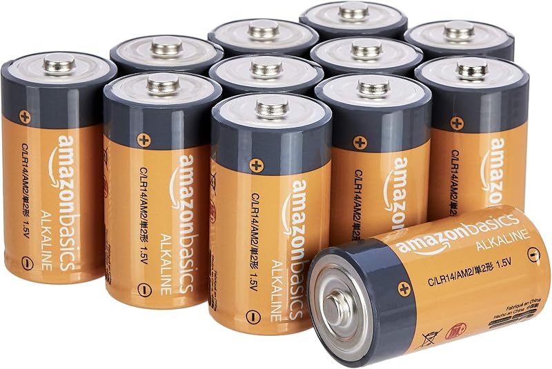 AmazonBasics C Size Cell Everyday Alkaline Batteries (12-Pack) - Appearance May Vary