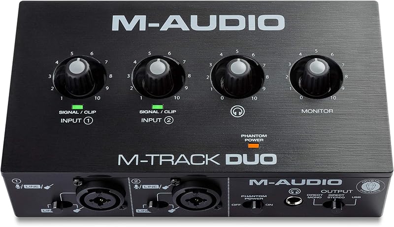 M-Audio M-Track Duo – USB Audio Interface for Recording, Streaming and Podcasting with Dual XLR, Line & DI Inputs, plus a ...