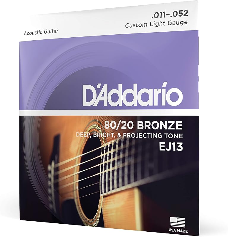 D'Addario EJ13 11-52 Bronze Custom Light Acoustic Guitar Strings