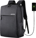 ADISA Large Laptop Backpack Office Bag College Travel Back Pack with USB (Black)