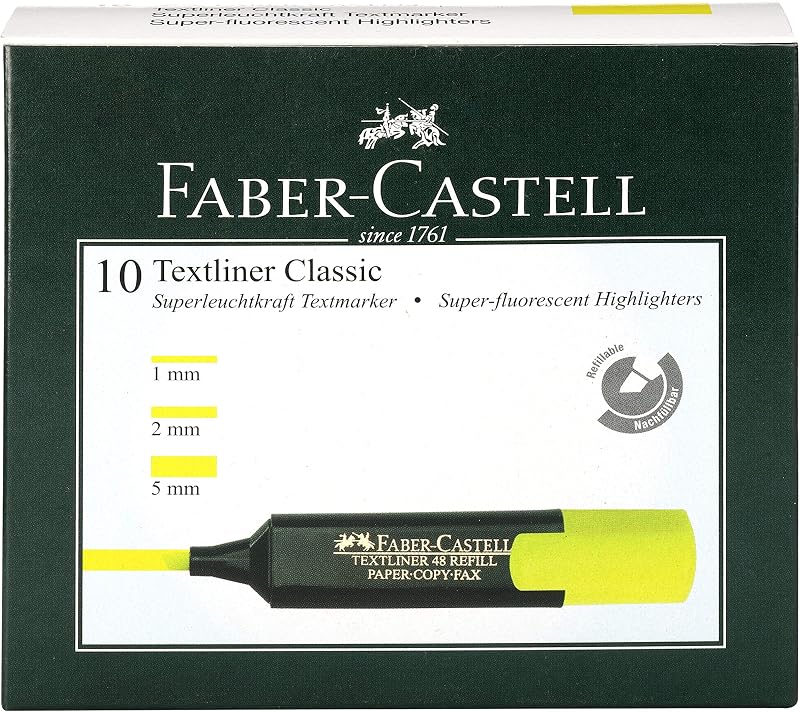 Faber-Castell Chisel Textliner - Pack of 10 (Yellow)