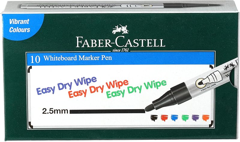 Faber-Castell Whiteboard Broad Marker - Pack of 10 (Black)