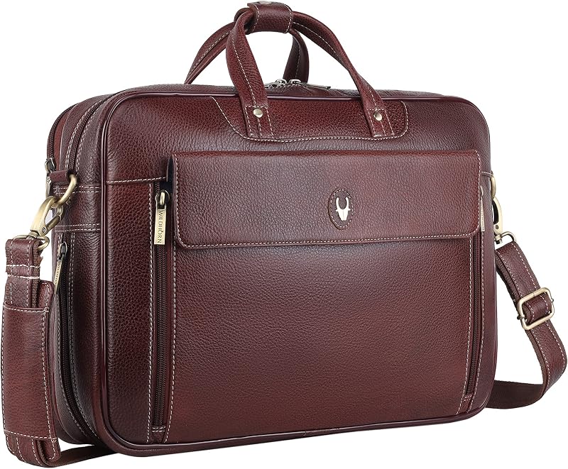 WildHorn Leather 15 inch Laptop Messenger Bag for Men I Padded Laptop Compartment I Carry Handles with Adjustable Strap I ...